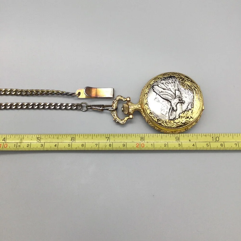 Botany 500 Pocket Watch Men 48mm Silver Gold Tone Eagle Full Hunter New Battery